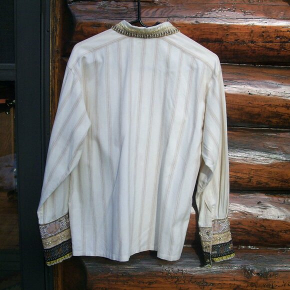 EUC Vintage Together One of a Kind Boho Beaded Embroidered Blouse SZ M - Picture 2 of 5
